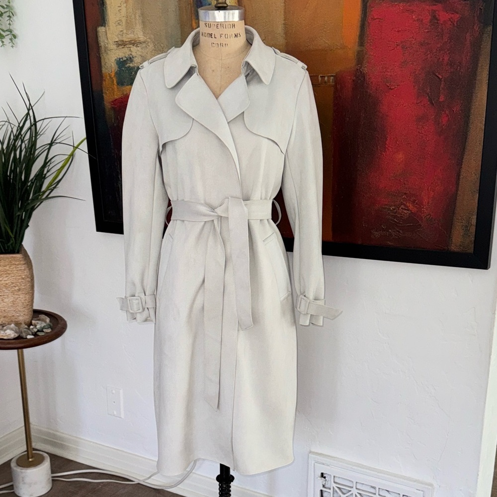Zara Off-White Belted Trench Coat NWOT